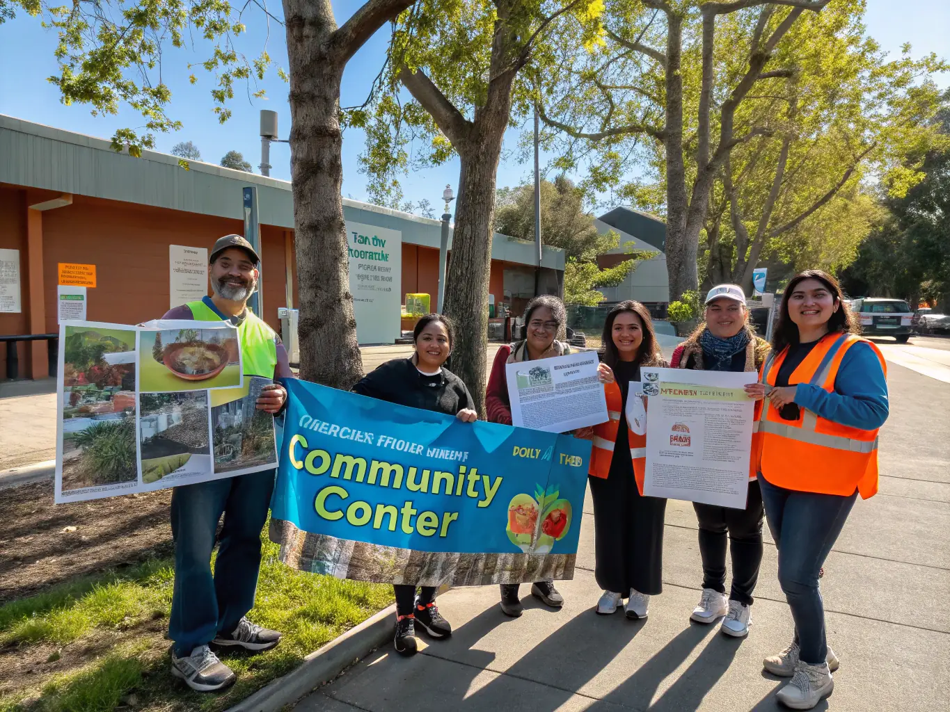 A photograph capturing volunteers and community members participating in a community engagement or support program organized by COMITE DES FETES.